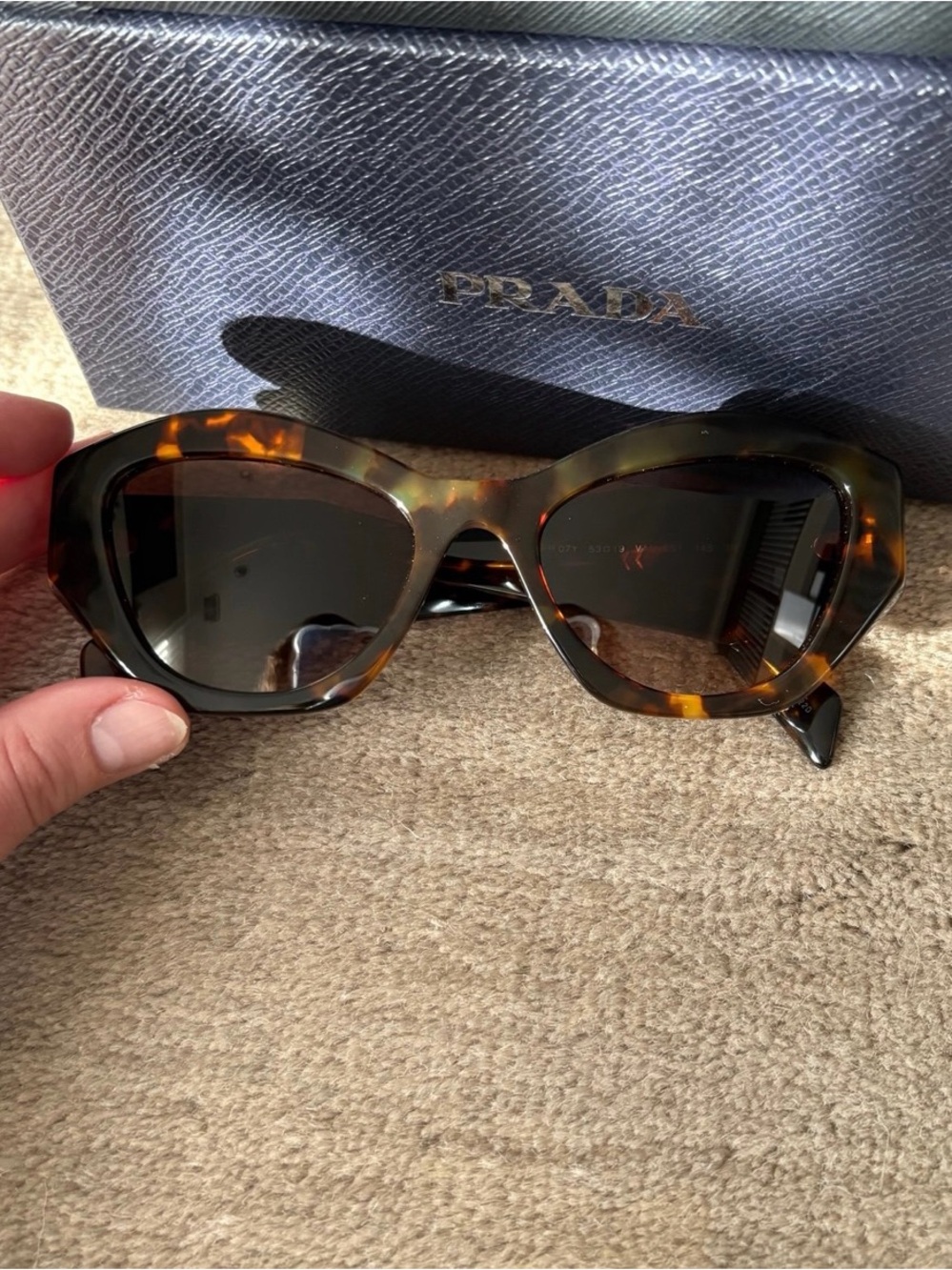 Prada Tortoiseshell Cat-Eye Sunglasses with Dark Brown Lenses